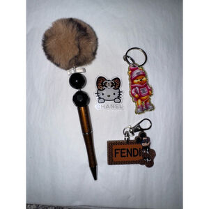 Unisex Unbranded Keychains & Pen - One Size - Brown/Black